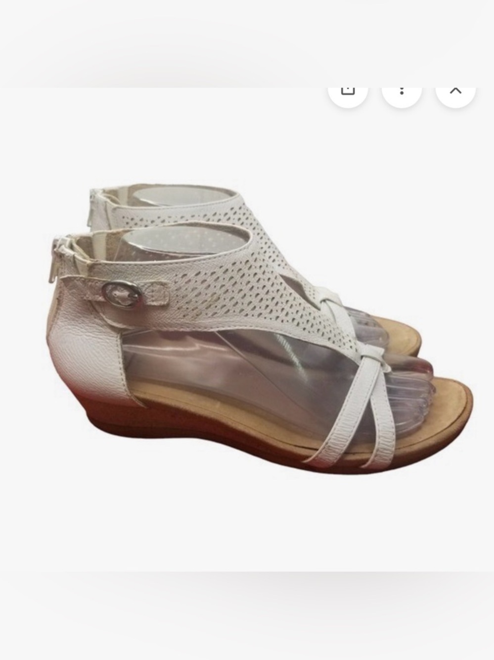 Earth Pisa Olea Women’s White Perforated Wedge Slingback Sandals